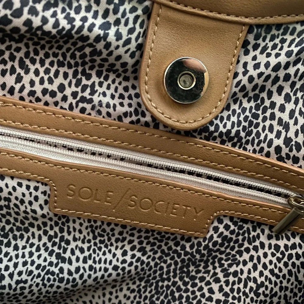 Sole Society Tan Brown Faux Leather Suede Handbag Shoulder‎ Bag Boho Vibes